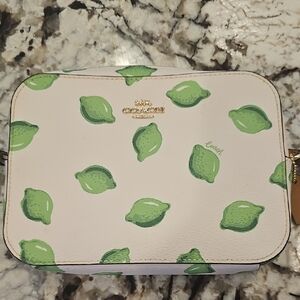 Coach Cream and Green Lemon Print Crossbody Bag